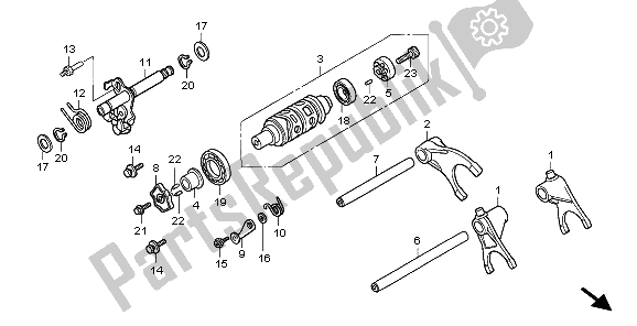 All parts for the Gearshift Drum of the Honda CBF 1000S 2009