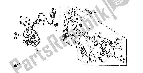 Wszystkie części do Zacisk Hamulca Przedniego Honda ST 1100A 1992