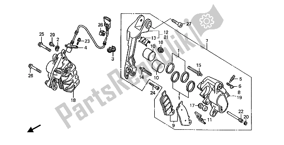 Toutes les pièces pour le étrier De Frein Avant du Honda ST 1100A 1992