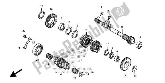 All parts for the Transmission (mainshaft) of the Honda NC 700 SD 2012