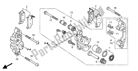 All parts for the Front Caliper of the Honda TRX 500 FA Fourtrax Foreman Rubican 2009