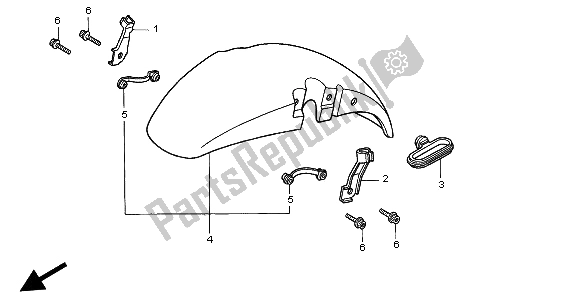 All parts for the Front Fender of the Honda CB 750F2 1998