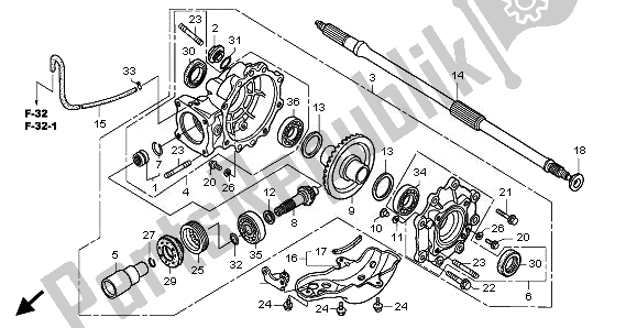 Alle onderdelen voor de Uiteindelijk Aangedreven Versnelling van de Honda TRX 500 FA Fourtrax Foreman Rubicon 2008