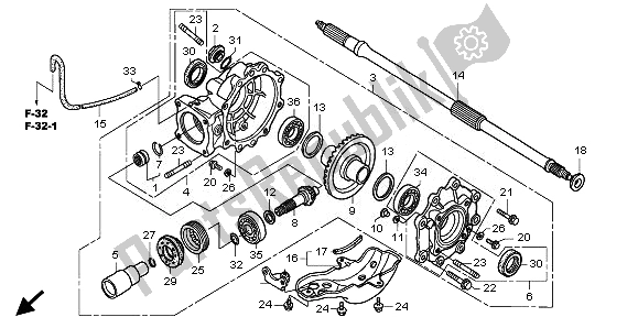 All parts for the Final Driven Gear of the Honda TRX 500 FA Fourtrax Foreman Rubicon 2008