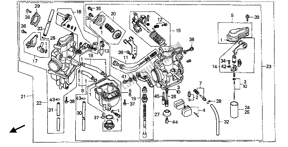 All parts for the Carburetor of the Honda XR 600R 1986