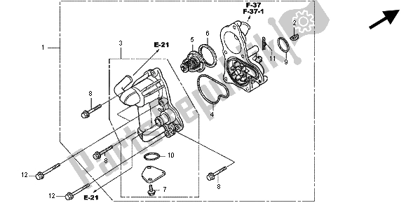 Tutte le parti per il Pompa Dell'acqua del Honda GL 1800 2012