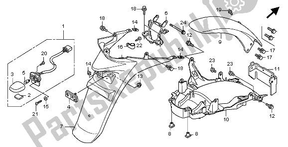 All parts for the Rear Fender of the Honda SH 125D 2009