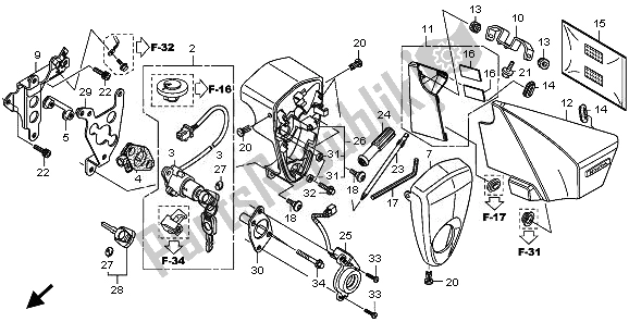 Todas las partes para Cubierta Lateral Y Herramientas E Interruptor Combinado de Honda VT 1300 CXA 2010