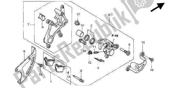 All parts for the Rear Brake Caliper of the Honda CR 250R 2002