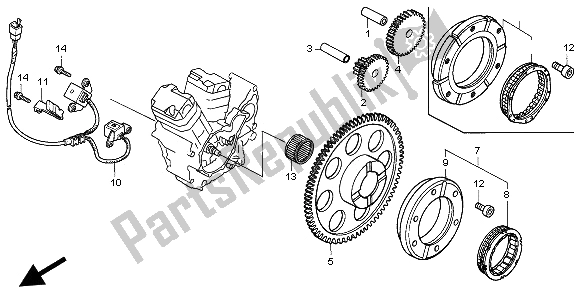 Tutte le parti per il Generatore Di Impulsi E Frizione Di Avviamento del Honda VT 600C 1997