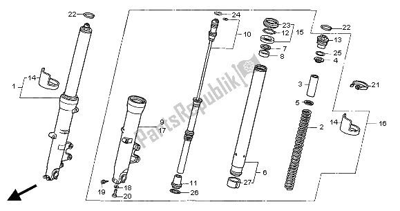 All parts for the Front Fork of the Honda CBR 600F 2004