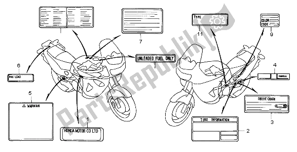 All parts for the Caution Label of the Honda XL 1000V 1999