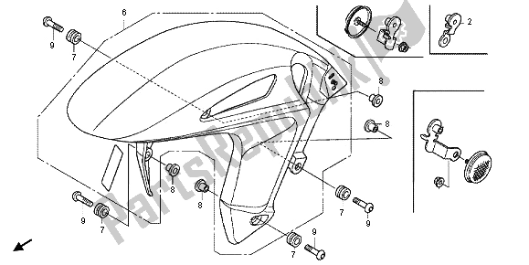 Tutte le parti per il Parafango Anteriore del Honda CBR 1000 RA 2012