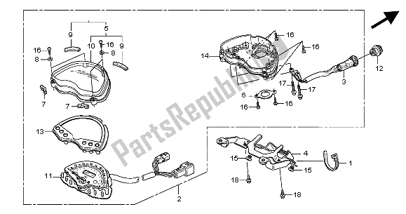 All parts for the Meter (kmh) of the Honda VTX 1300S 2004