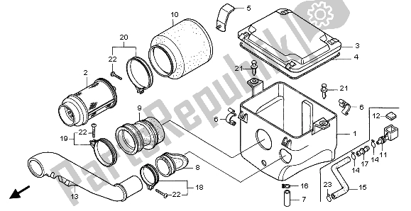 All parts for the Air Cleaner of the Honda TRX 400 FW Fourtrax Foreman 2002