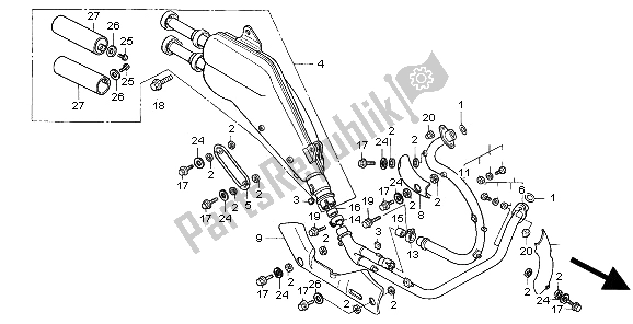 All parts for the Exhaust Muffler of the Honda XL 600V Transalp 1997