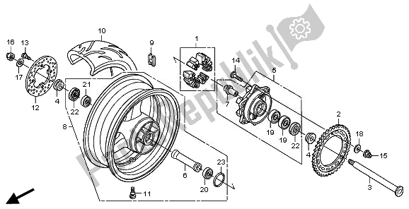 All parts for the Rear Wheel of the Honda CBR 600 RR 2011