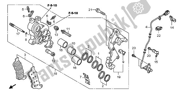 All parts for the R. Front Brake Caliper of the Honda CBF 1000 FS 2011