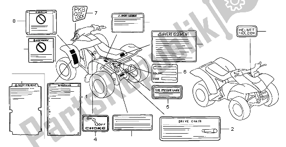 All parts for the Caution Label of the Honda TRX 300 EX Fourtrax 2004