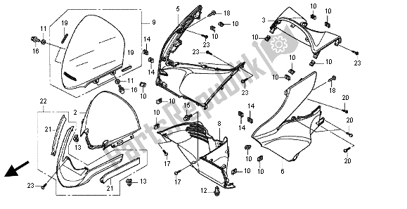 All parts for the Front Cover of the Honda WW 125 EX2 2012