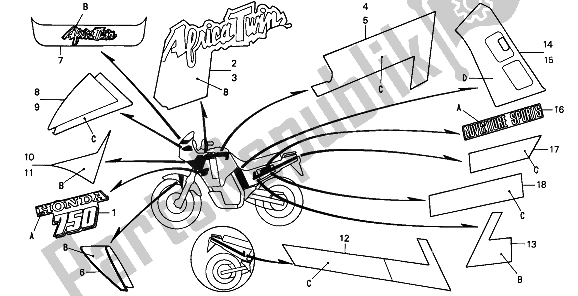 Tutte le parti per il Striscia E Segna del Honda XRV 750 Africa Twin 1991