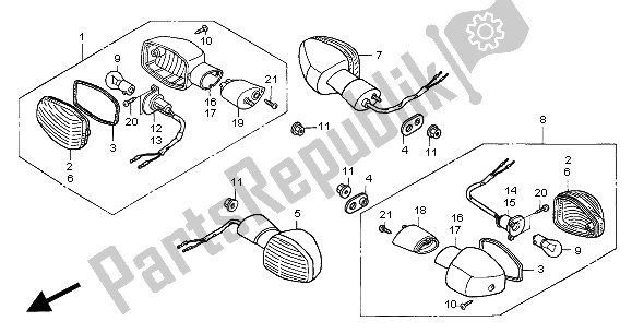 Toutes les pièces pour le Clignotant du Honda CB 600F Hornet 2005