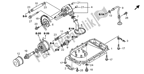 All parts for the Oil Pump & Oil Pan of the Honda ST 1300A 2009