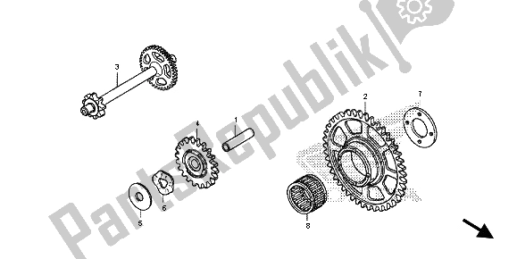 All parts for the Starting Driven Gear of the Honda CB 600 FA Hornet 2013
