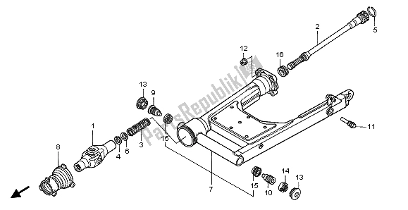 All parts for the Swingarm of the Honda GL 1500C 1997