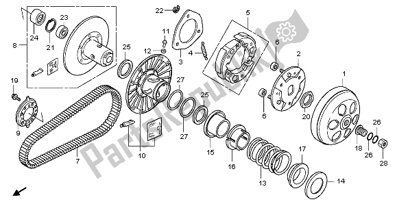 All parts for the Driven Face of the Honda NSS 250A 2009