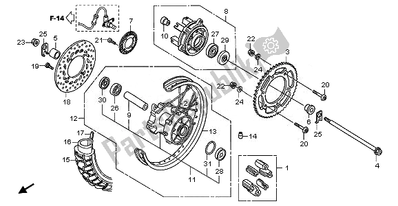 All parts for the Rear Wheel of the Honda XL 700 VA Transalp 2010