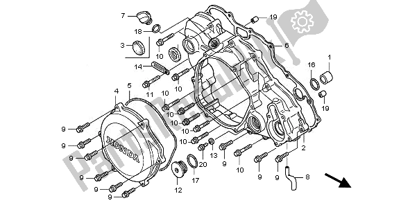 Todas las partes para Tapa Del Cárter Derecho de Honda TRX 450 ER 2008