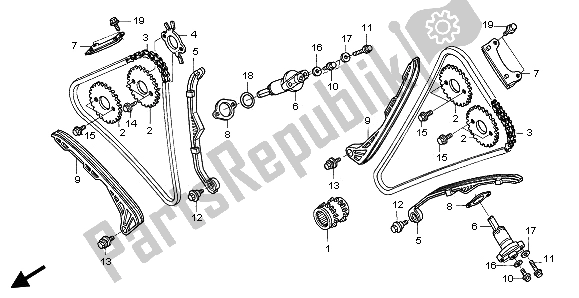 All parts for the Cam Chain & Tensioner of the Honda ST 1300 2002