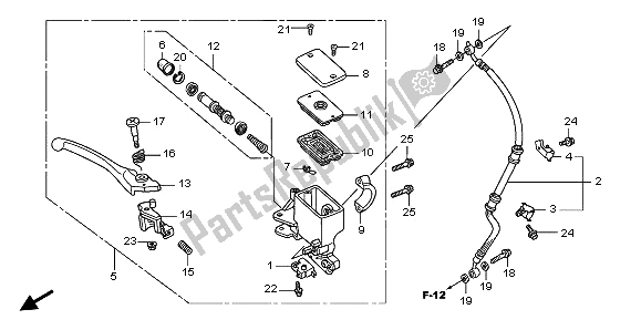 All parts for the Fr. Brake Master Cylinder of the Honda SH 150D 2009