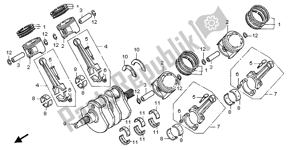 Todas las partes para Cigüeñal Y Pistón de Honda ST 1100A 1998