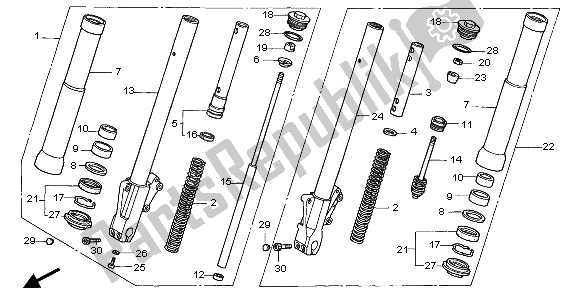 Todas las partes para Tenedor Frontal de Honda VTX 1800C1 2006