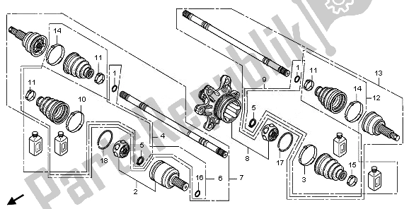 All parts for the Rear Driveshaft of the Honda TRX 700 XX 2011