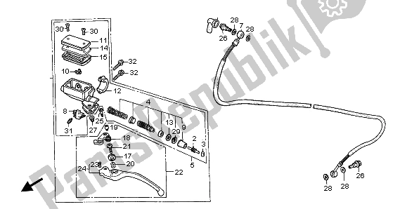 All parts for the Clutch Master Cylinder of the Honda VFR 750F 1996