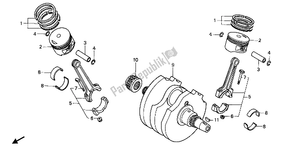 All parts for the Crankshaft & Piston of the Honda XL 600V Transalp 1992