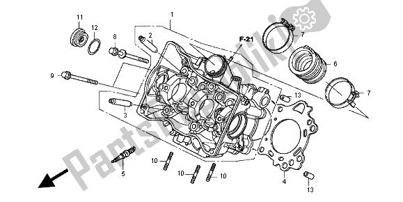 All parts for the Cylinder Head of the Honda NC 700 XA 2012