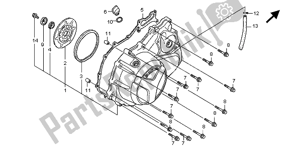 All parts for the Right Crankcase Cover of the Honda XL 1000 VA 2007