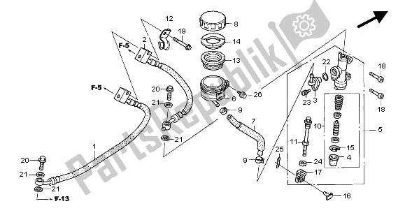 Tutte le parti per il Pompa Freno Posteriore del Honda CBF 600 NA 2004