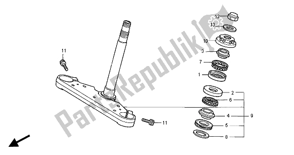Todas as partes de Haste De Direção do Honda VT 125C2 2000