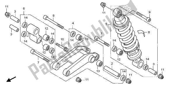 All parts for the Rear Cushion of the Honda CBF 1000 2007