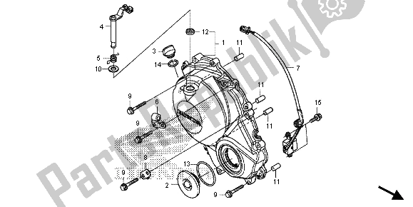 All parts for the Right Crankcase Cover of the Honda CBR 600 RA 2013