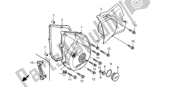 All parts for the Left Crankcase Cover of the Honda ANF 125 2007