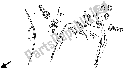 All parts for the Handle Lever & Switch & Cable of the Honda CR 85R SW 2003