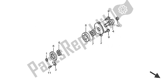 All parts for the Oil Pump of the Honda XR 650R 2005