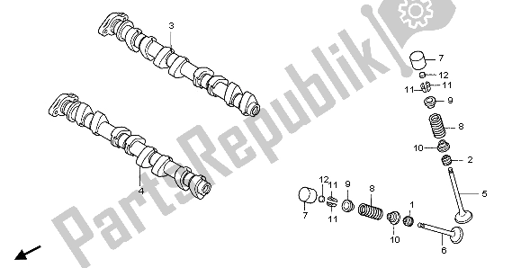 Tutte le parti per il Albero A Camme E Valvola del Honda CBF 1000A 2007
