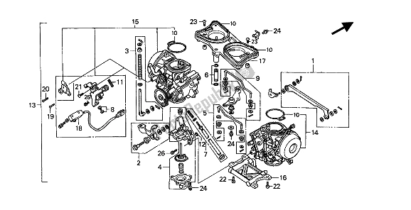 All parts for the Carburetor (assy.) of the Honda GL 1500 SE 1991